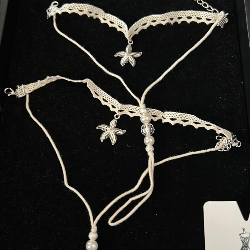 Beach Wedding Anklets with toe strap